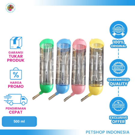 Pet Drinking Bottle 500ml – Tempat Minum Hewan Gantung yang Praktis dan Aman