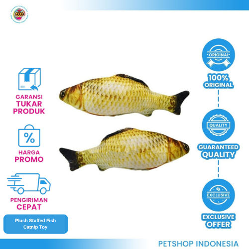 490 Plush Stuffed Fish Catnip Toy – Mainan Boneka Ikan Catnip untuk Kucing