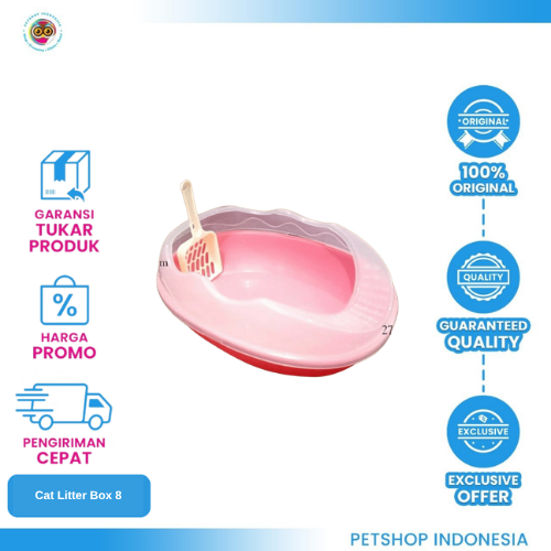490 Cat Litter Box (Transparan #8 + Scoop) – Bak Pasir Kucing Praktis dan Higienis