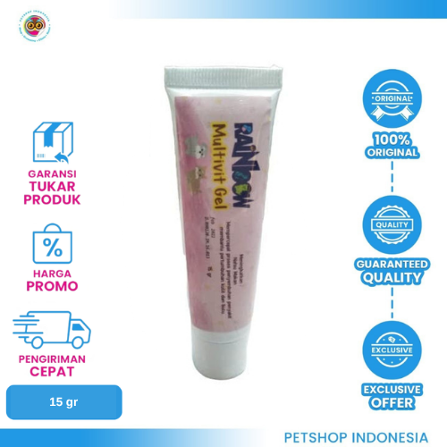 493 Rainbow Multivit Gel 15gr – Vitamin Lengkap untuk Kucing, Anjing, dan Kelinci