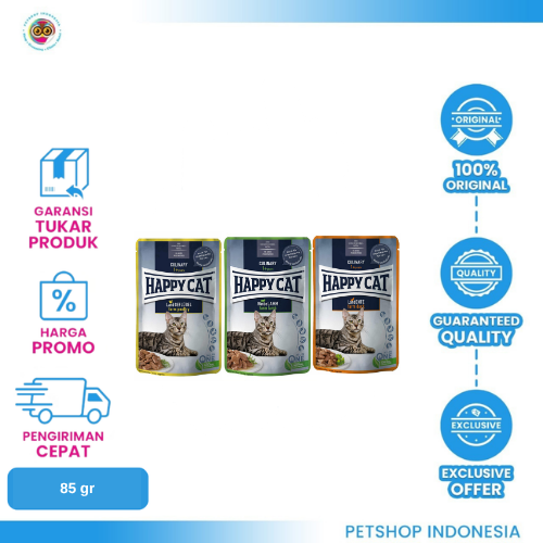 493 Happy Cat Culinary Pouch 1 Dus Isi 12 Pcs – Makanan Basah Bergizi untuk Kucing Dewasa