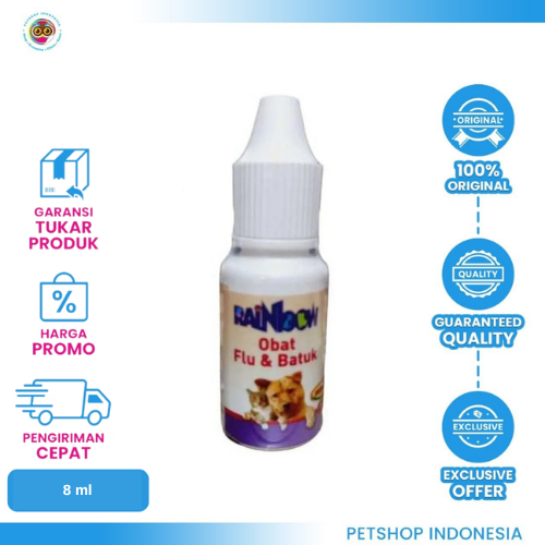 496 Rainbow Obat Flu & Batuk 8 ml – Tetes untuk Kucing dan Anjing
