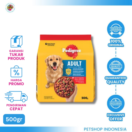 Pedigree Adult Beef & Vege 500gr – Makanan Kering Anjing Bergizi dan Lezat