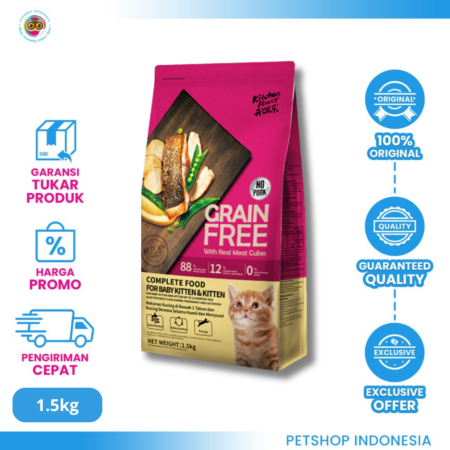 Kitchen Flavor Grain Free Baby Cat & Kitten 1.5 kg – Makanan Kering Sehat untuk Anak Kucing