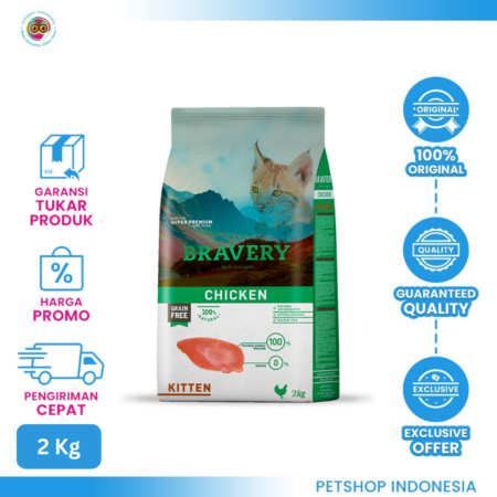 Bravery Kitten Chicken Cat Food 2kg – Makanan Sehat untuk Anak Kucing Tumbuh Optimal