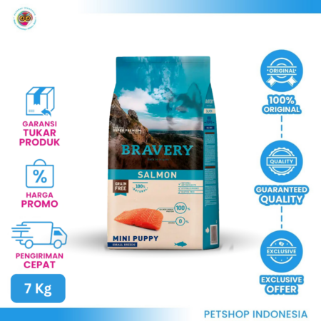 Bravery Dog Food Mini Puppy Salmon 7kg – Makanan Anak Anjing Berkualitas Tinggi