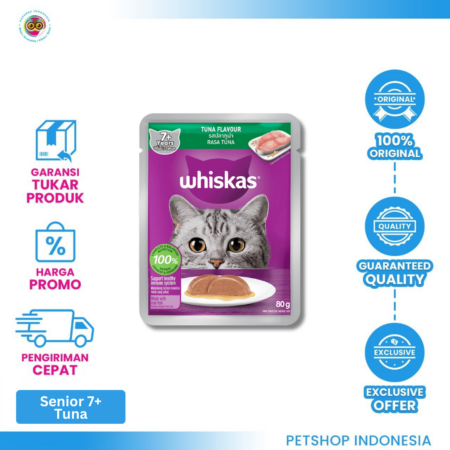 Whiskas Pouch Tuna 7+ – Makanan Basah Bernutrisi untuk Kucing Senior