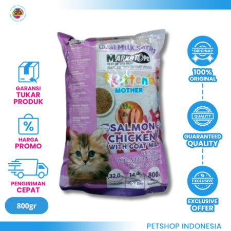 Markotop Mother & Kitten Salmon Chicken Goat Milk 800gr – Makanan Kucing Bernutrisi Lengkap untuk Induk dan Anak Kucing
