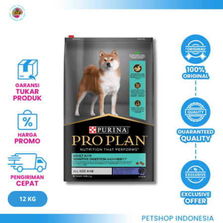Pro Plan Adult Dog Medium Sensitive Digestion Optidigest Lamb 12kg – Makanan Anjing