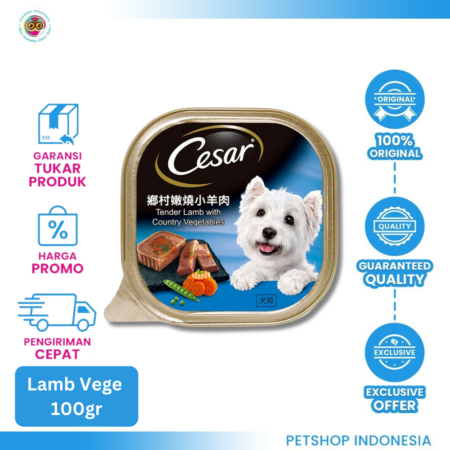 Cesar Prime Tender Lamb Vegetables 100 gr – Makanan Basah Anjing Bernutrisi Tinggi