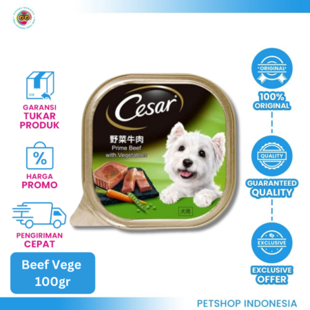 Cesar Prime Beef Vegetables 100 gr - Makanan Basah Anjing