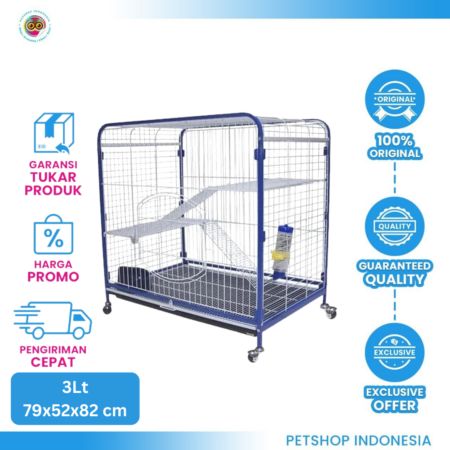 Kandang Kucing 3 Lantai 79x52x82