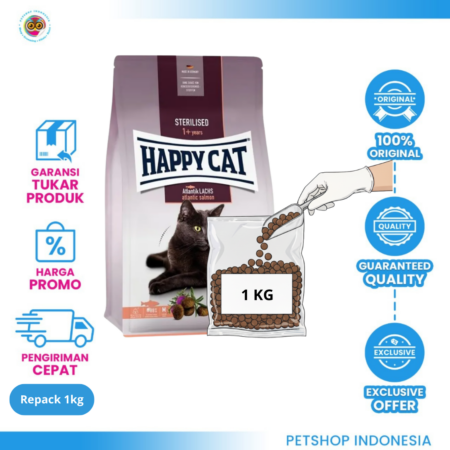 Happy Cat Supreme Athlantic Salmon 1kg Repack - Makanan Kucing