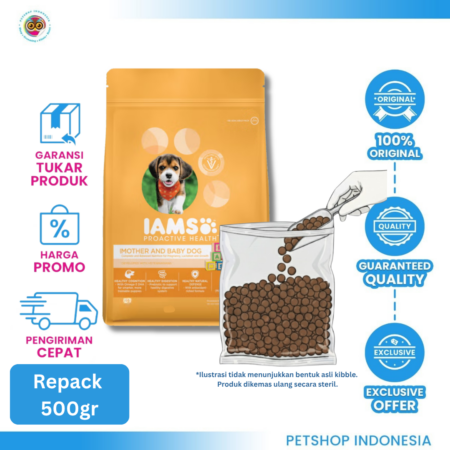 IAMS Mother and Baby Dog 500gr Repack – Makanan Anjing Kering Bernutrisi Lengkap