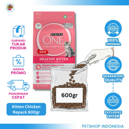 Purina One Kitten Chicken Repack 600gr – Makanan Kucing untuk Pertumbuhan Sehat dan Aktif