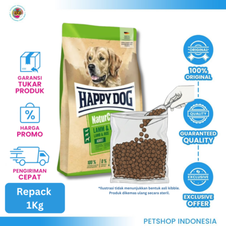 Happy Dog NaturCroq Lamb & Rice 1kg (Repack) – Makanan Kering Anjing