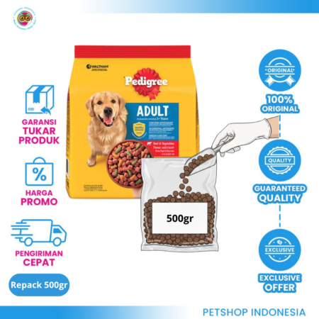 Pedigree Beef & Vegetable 500gr - Repack Makanan Kering Anjing