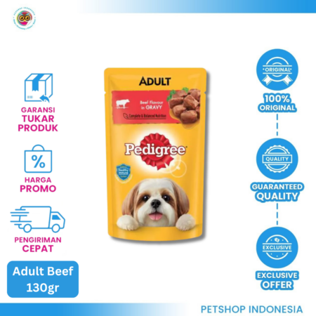 Pedigree Pouch Adult 130gr – Makanan Basah Anjing Bergizi dengan Rasa Lezat