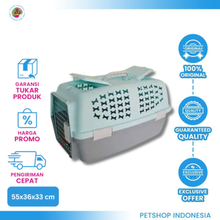 Pet Carrier with Tray 062 55x36xH33 cm – Carrier Praktis untuk Kucing & Anjing