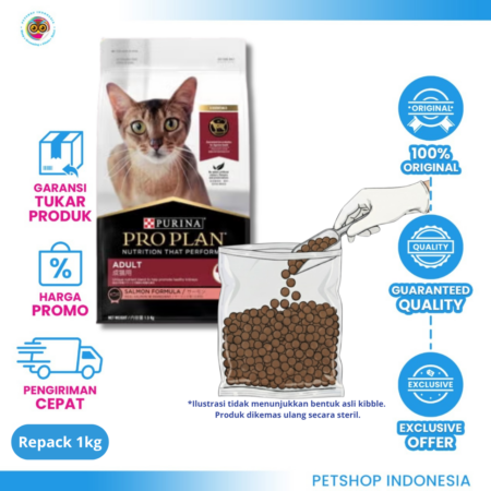 Pro Plan Salmon 1 kg Repack - Makanan Kering Kucing