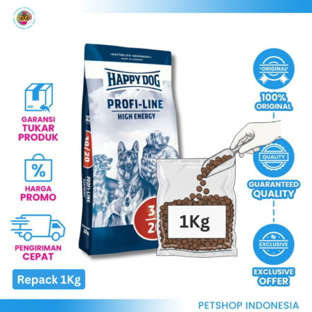Happy Dog Profi-Line High Energy Repack 1kg – Makanan Anjing Aktivitas Tinggi