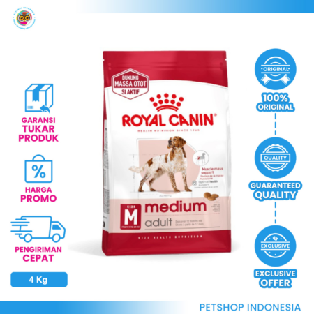 Royal Canin Medium Adult 4kg – Makanan Kering Bergizi untuk Anjing Dewasa