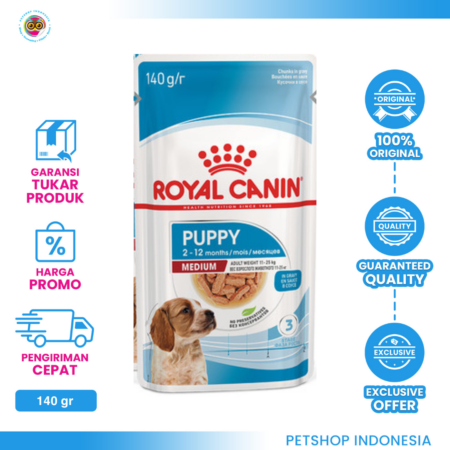 Royal Canin Medium Puppy Pouch 140gr – Makanan Basah Anjing Anak Ras Medium
