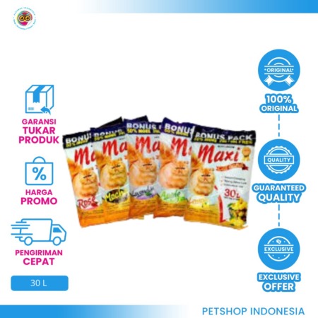 Maxi Cat 30 Liter – Pasir Kucing Gumpal Efektif dan Tahan Lama