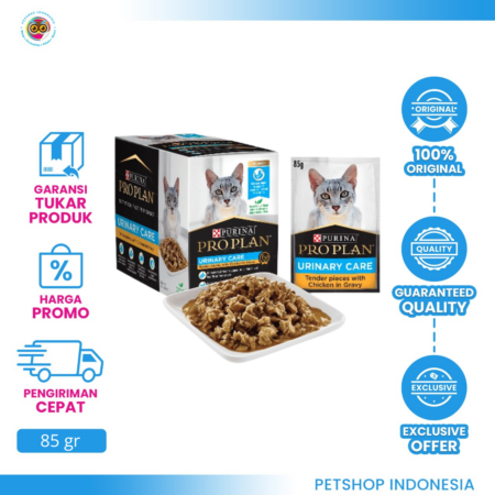 Pro Plan Adult Urinary Tract Health Chicken in Gravy Pouch 85gr – Makanan Basah Kucing