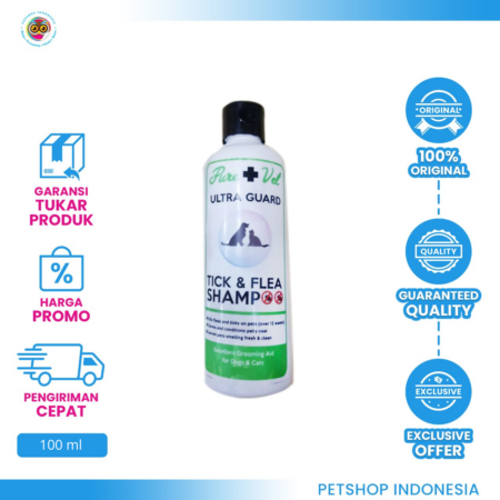Pure Vet Anti Tick & Flea 100 ml – Shampo Anti Kutu Anjing & Kucing