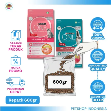 Purina One Adult Salmon Tuna Repack 600gr – Makanan Kucing