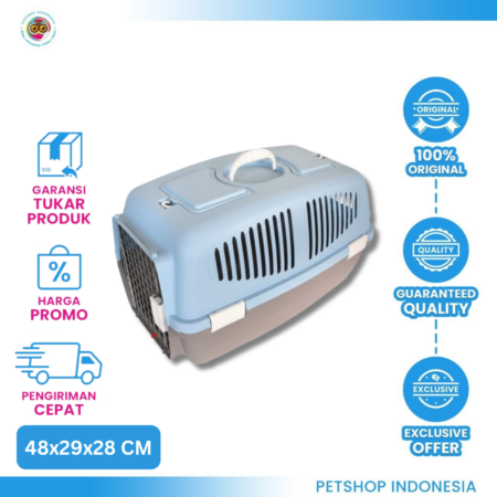 Pet Carrier + Tray 2 Door 081 (48 x 29 x 28 cm) – Carrier Praktis dengan Dua Pintu dan Tray Higienis