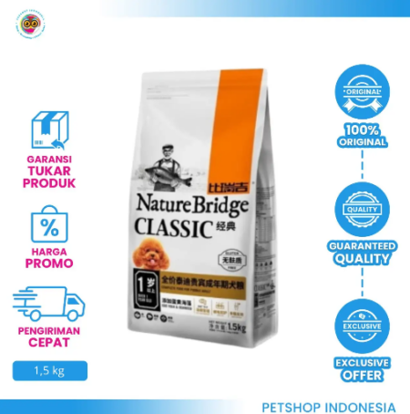 Nature Bridge Poodle Adult Dog Food 1.5kg – Makanan Khusus Anjing Poodle Dewasa
