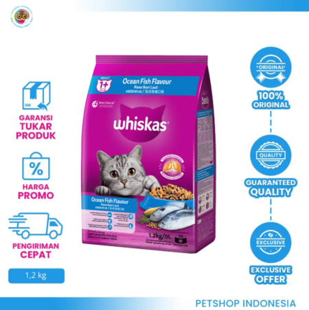 Whiskas Ocean Fish 1,2kg – Makanan Kering Kucing Bernutrisi Lengkap