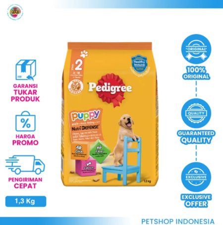 Pedigree Puppy Chicken & Egg Dry 1.3 kg – Makanan Anak Anjing Bergizi untuk Pertumbuhan Optimal