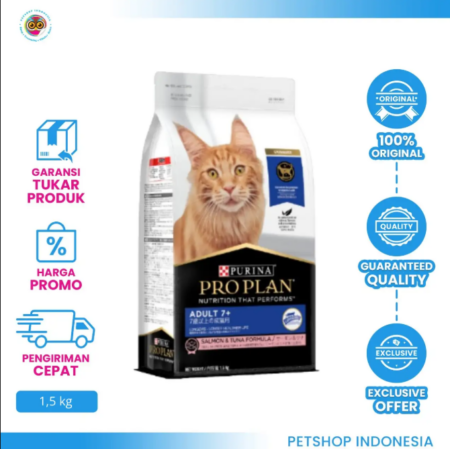 Pro Plan Adult Cat 7+ Formula Salmon & Tuna 1.5 kg - Makanan Kucing