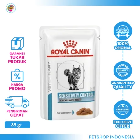 Royal Canin Sensitivity Control Cat Pouch 85 gr – Makanan Basah Kucing untuk Alergi & Pencernaan Sensitif