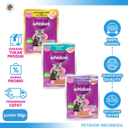 Whiskas Pouch Junior 85g – Makanan Basah untuk Anak Kucing yang Bergizi Lengkap