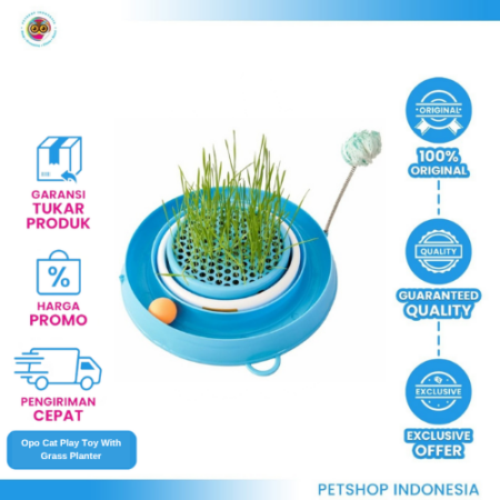 Opo Cat Play Toy With Grass Planter – Mainan Rumput Kucing