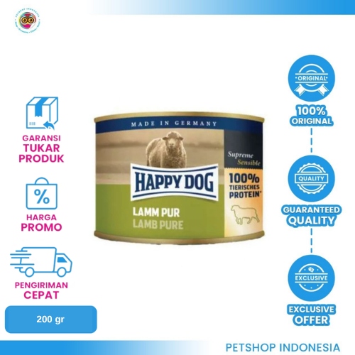 Yellow Typographic Media Company Logo (85) Happy Dog Supreme Lamb 200gr – Makanan Basah Anjing Super Premium
