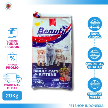 Beauty Cat Food 20 Kg – Makanan Kucing Bergizi Lengkap untuk Bulu Sehat dan Tubuh Bugar