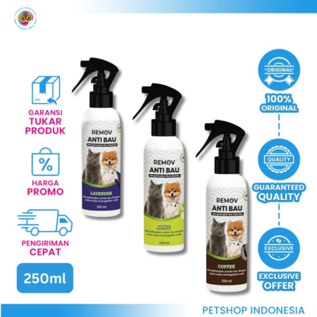 Remove Spray Penghilang Bau 250ml – Solusi Efektif Atasi Bau Tak Sedap pada Kandang Hewan