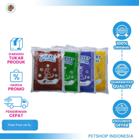 Pure Vet Cat Litter 5L - Pasir Kucing Gumpal Wangi