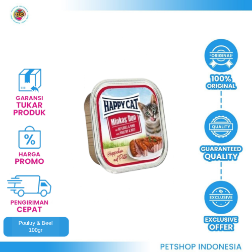 149 Happy Cat Minkas Duo 100gr POULTRY & BEEF - Makanan Basah Kucing