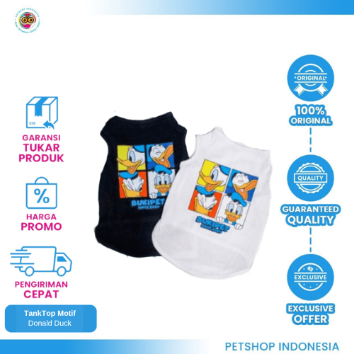 138 Tank Motif Donald Duck - Baju Kaos Hewan Pliharaan