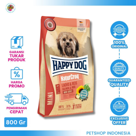 Happy Dog Mini Naturcroq Salmon & Rice - Makanan Anjing Dewasa 800gr