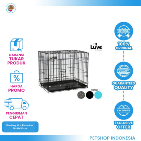 LUVE Kandang XL + Pintu Atas 76x48x57 cm
