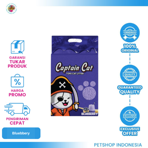 114 Captain Tofu Blueberry 7L – Pasir Kucing Ramah Lingkungan dan Wangi Segar