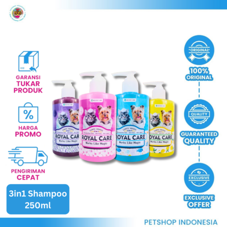 Royal Care Shampoo 3in1 All Variant 250ml – Shampo Perawatan Lengkap untuk Anjing & Kucing