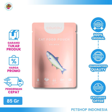 Coucou Cat Food Pouch Salmon 85gr – Makanan Basah Kucing Bergizi dengan Rasa Ayam Lezat